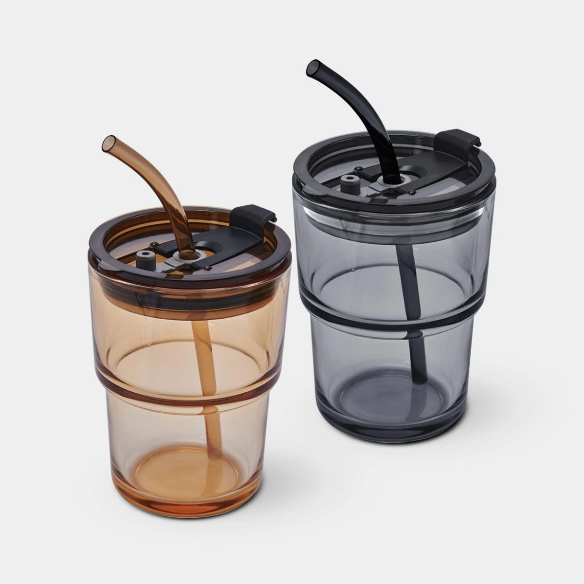 Vaso MOKA de vidrio de 450 ml con tapa push