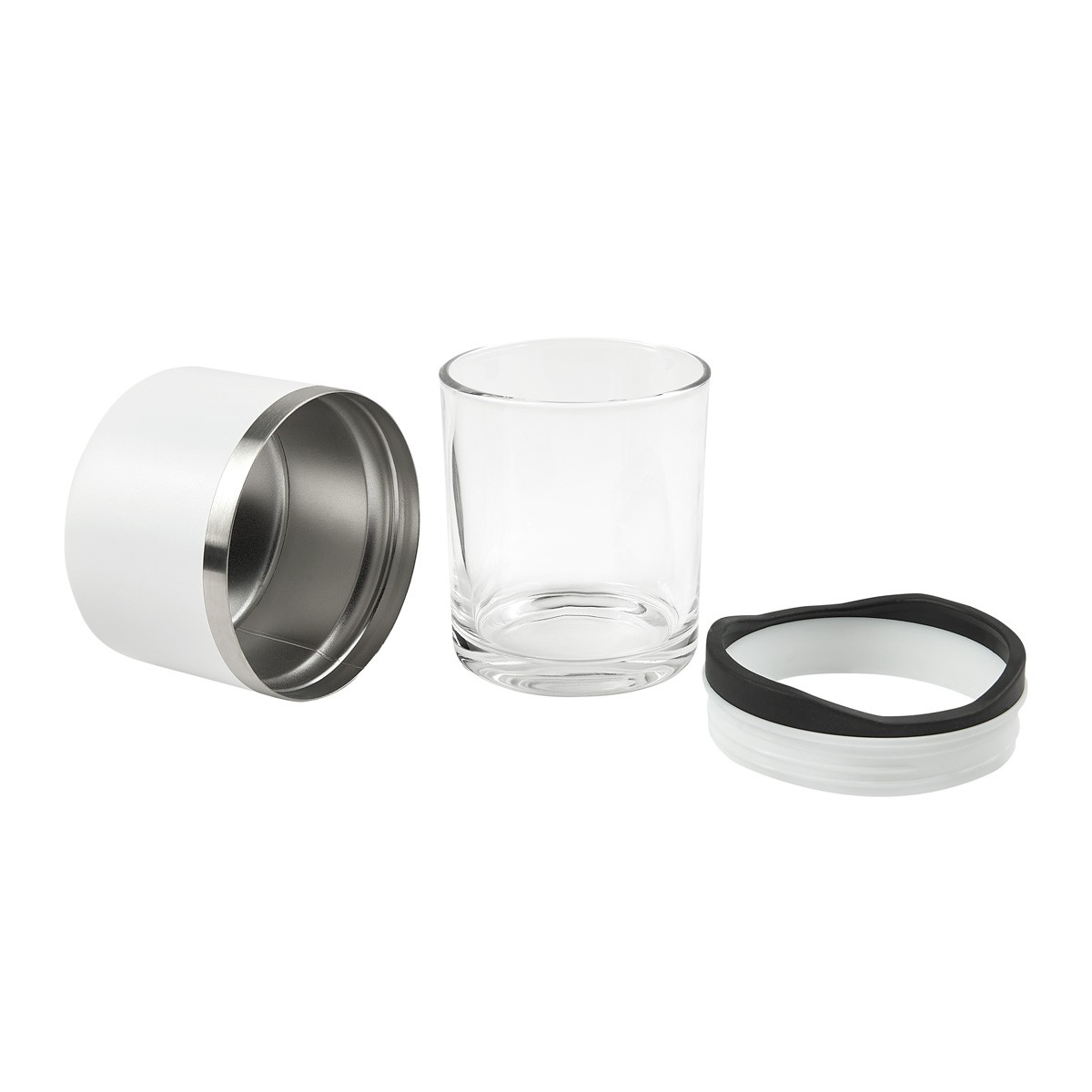 Vaso para whisky con portavaso de acero inoxidable
