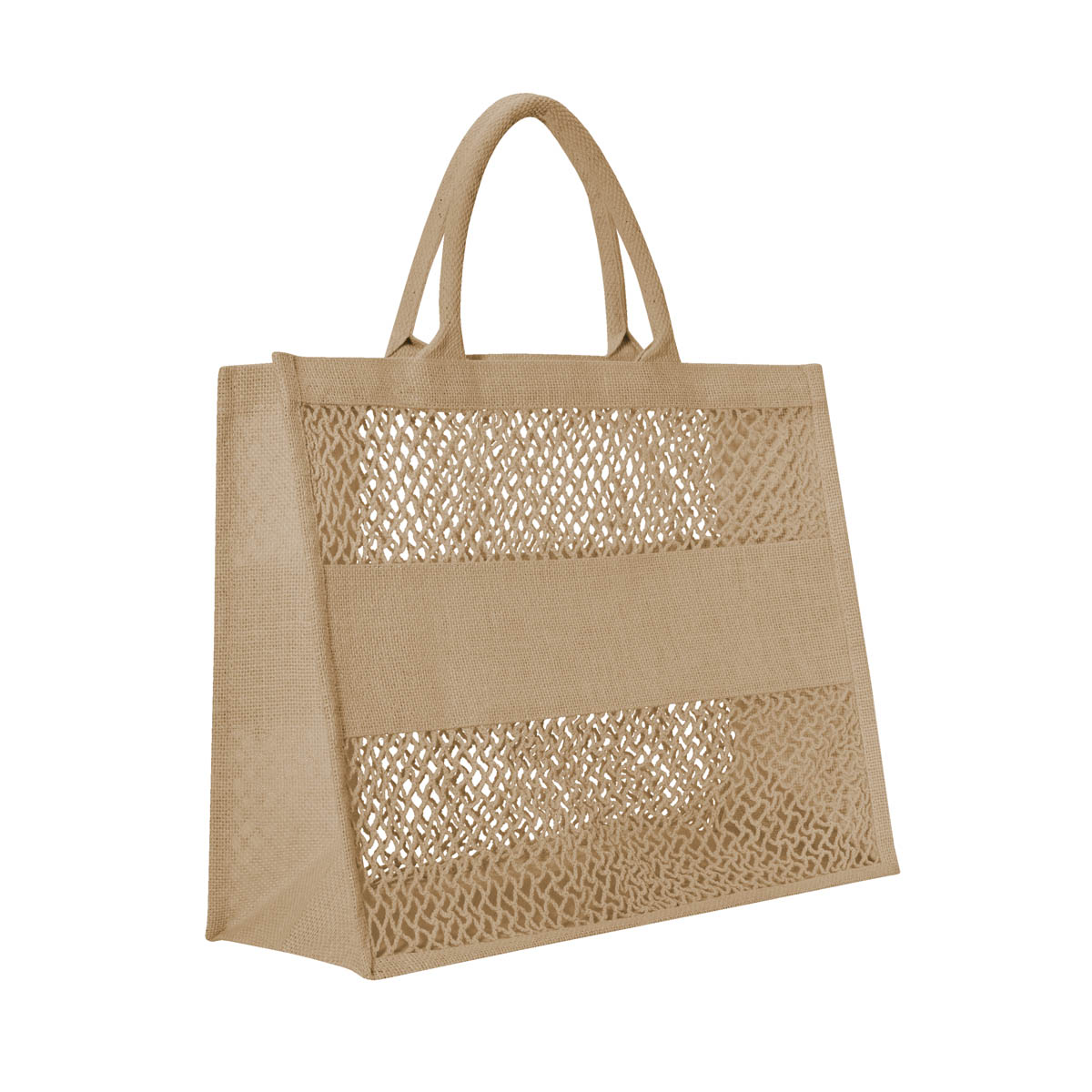 Bolsa de yute y algodón con fuelle