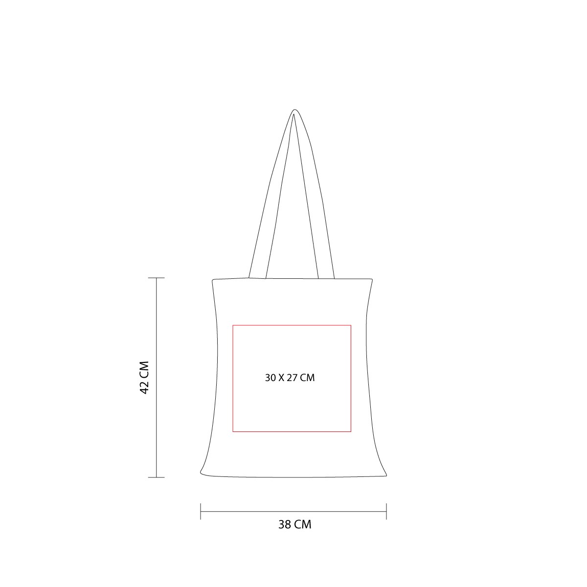 Bolsa de algodón reciclado con área de marcaje de 30 x 27 cm