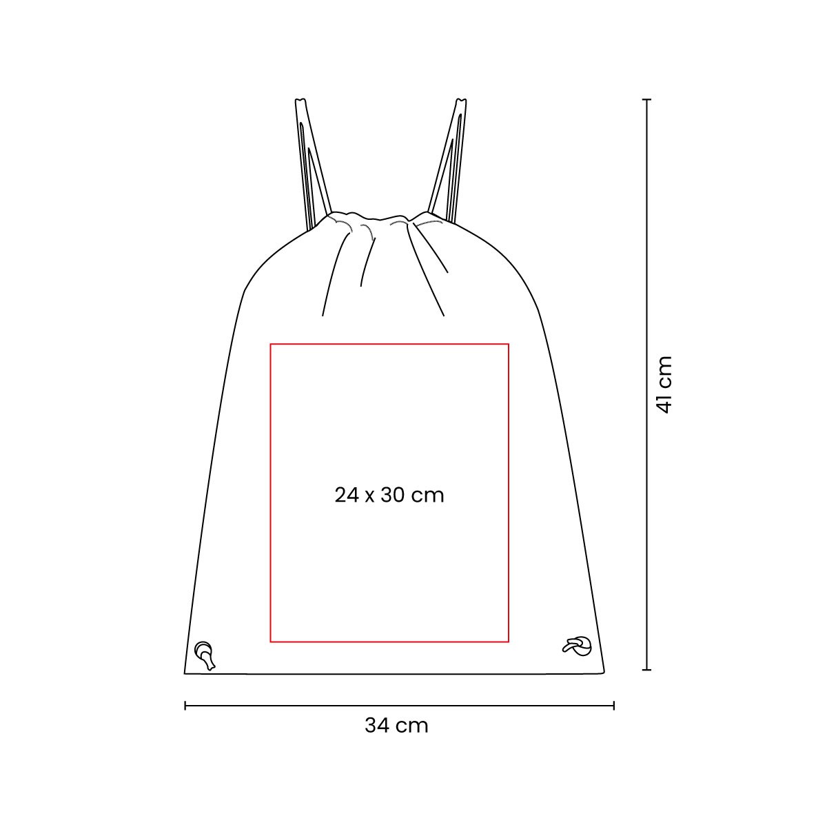 Mochila de cordón non woven con área de impresión amplia