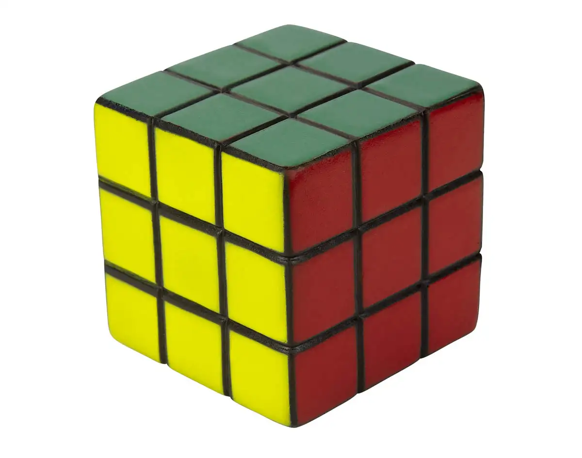 Antiestrés promocional con forma de cubo.