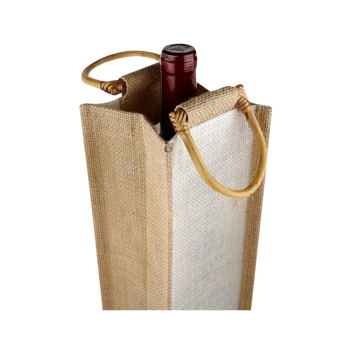 Bolsa para botella de vino con asas de madera