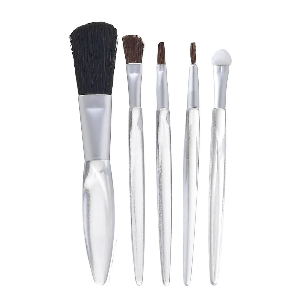 Kit de cinco brochas para rubor sombras y labios.