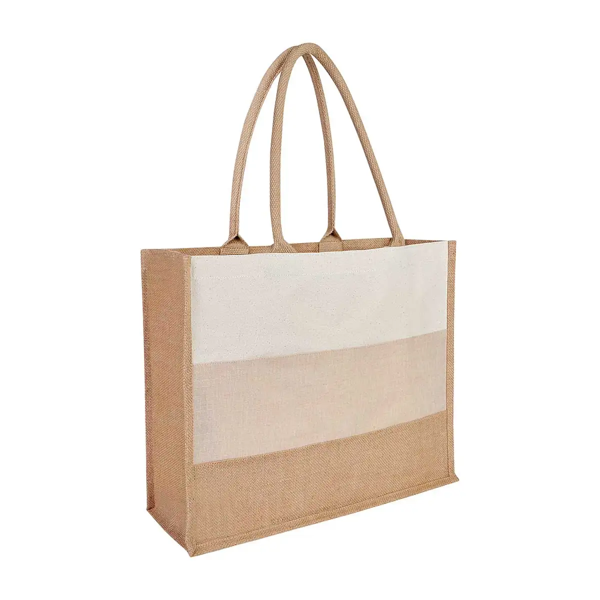 Bolsa de yute con fuelle para campañas corporativas.