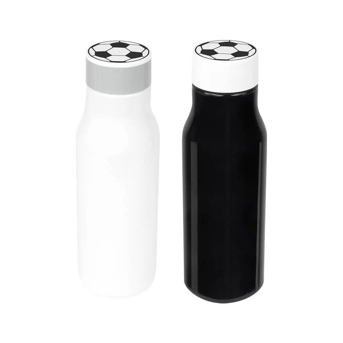 Botella reutilizable para eventos futbolísticos.