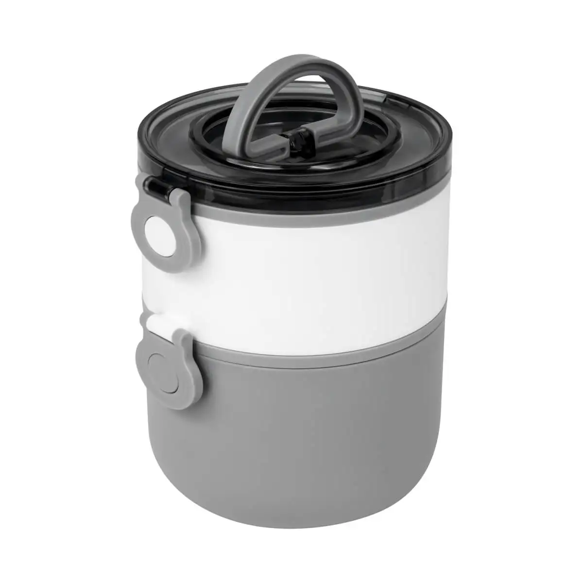 Contenedor de alimentos modular con broches laterales.