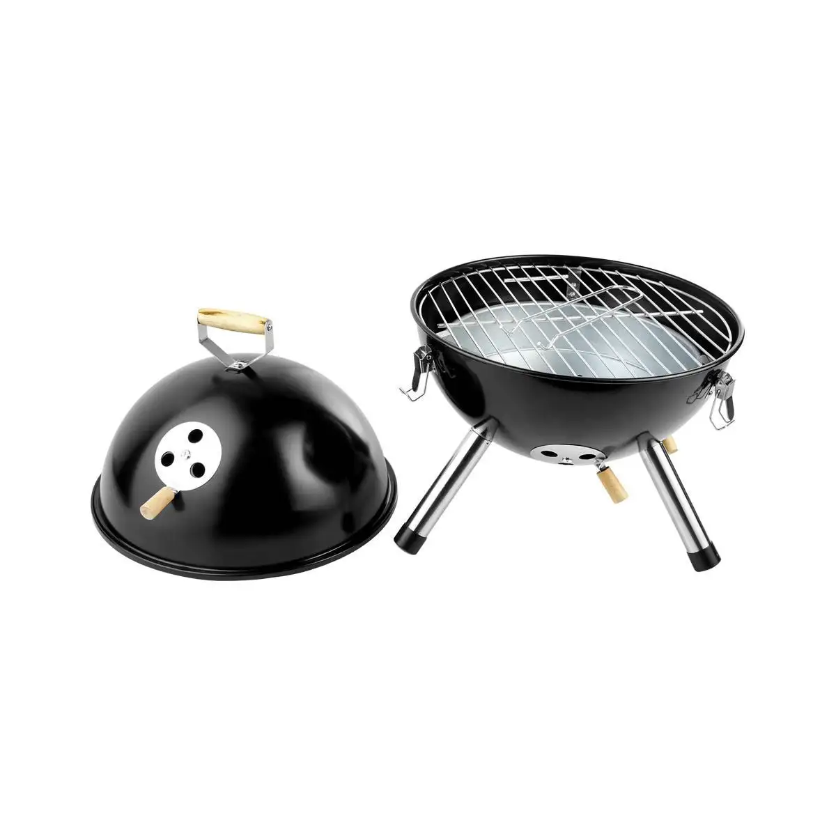 Asador de carbón portátil con tapa