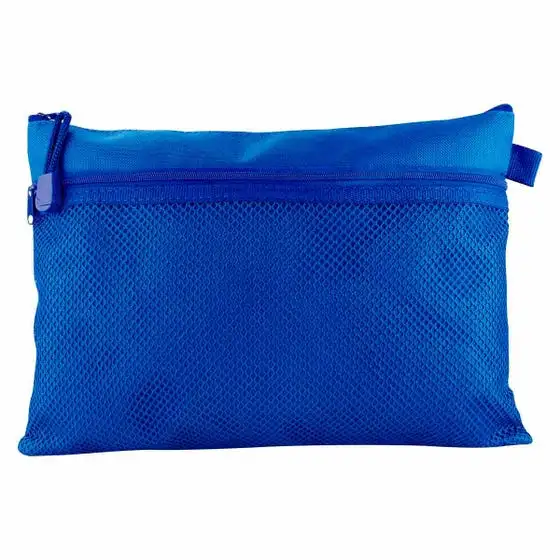 Estuche escolar con compartimento de malla.