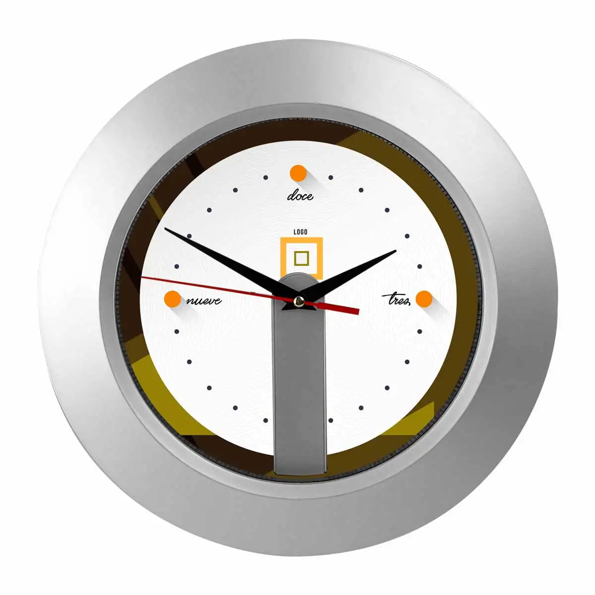 Reloj publicitario de pared personalizado.