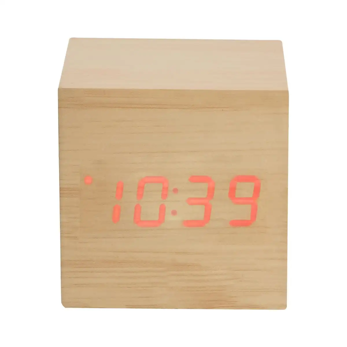 Reloj de escritorio con calendario y temperatura.