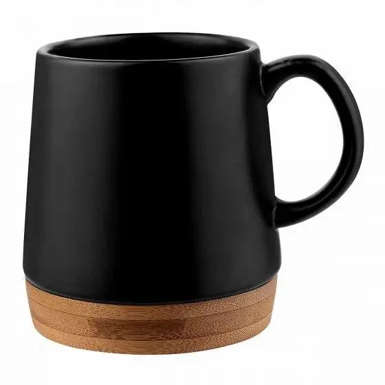 Taza de 16 oz con base natural de bambú.