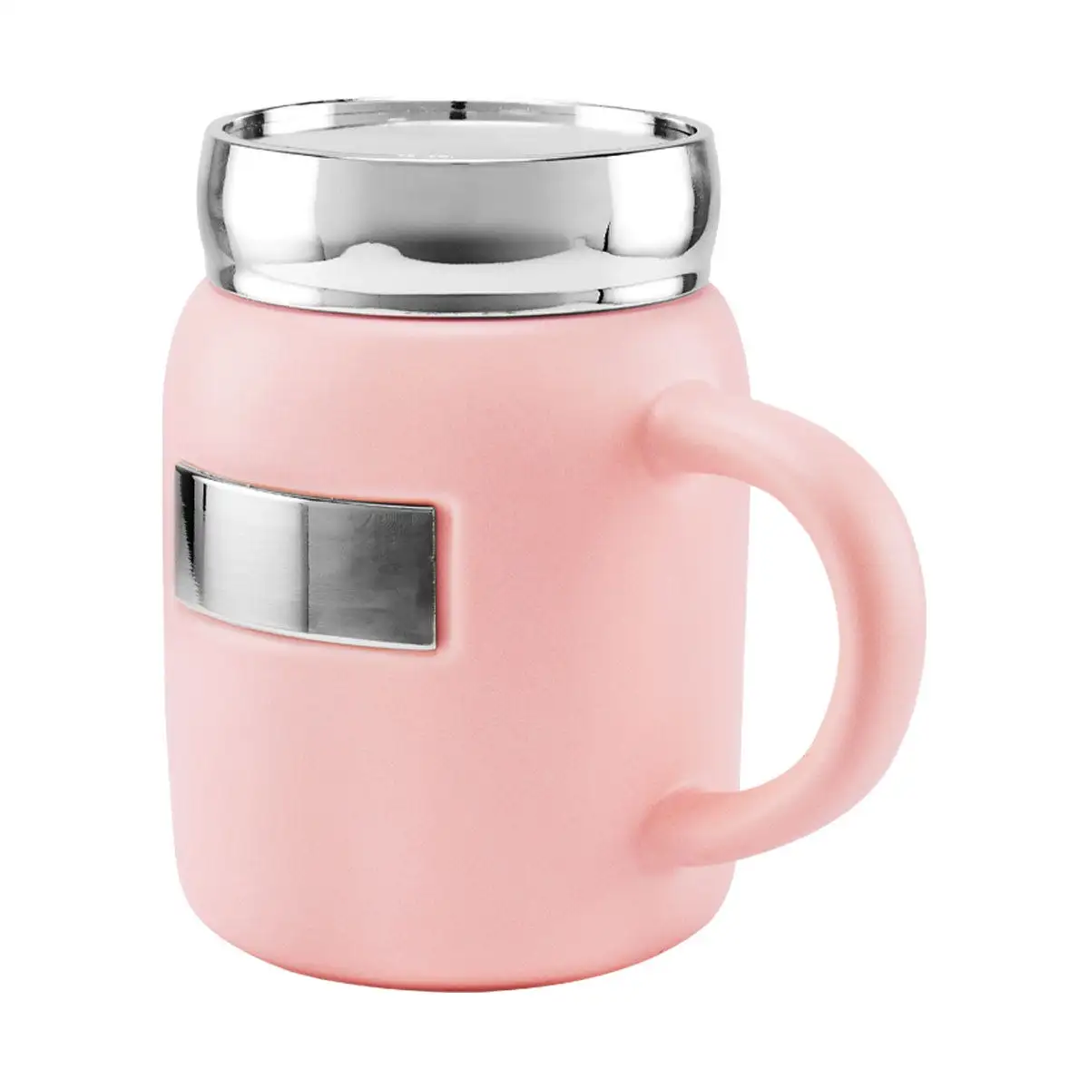 Taza de cerámica con placa para grabado láser.