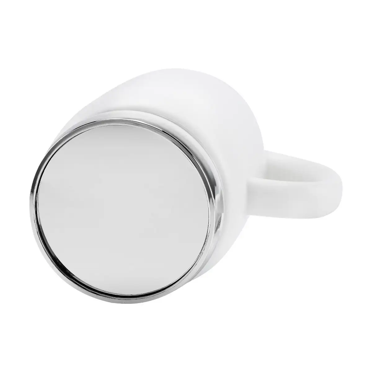 Taza con placa metálica para regalos empresariales.