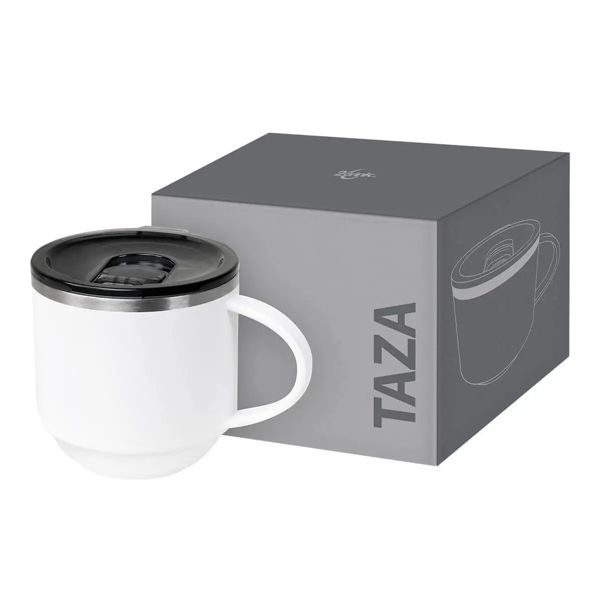 Taza compacta con válvula de seguridad para empresas.