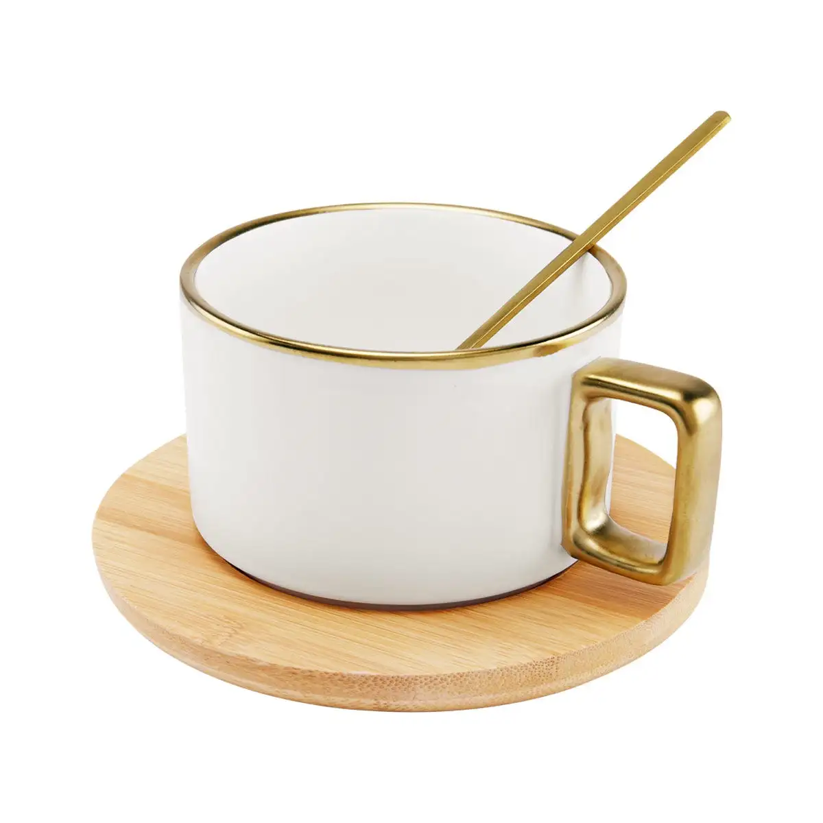 Taza con base de bambú para regalos empresariales.