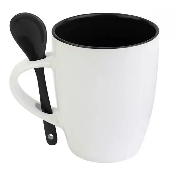 Taza con cuchara e interior de color para empresas.