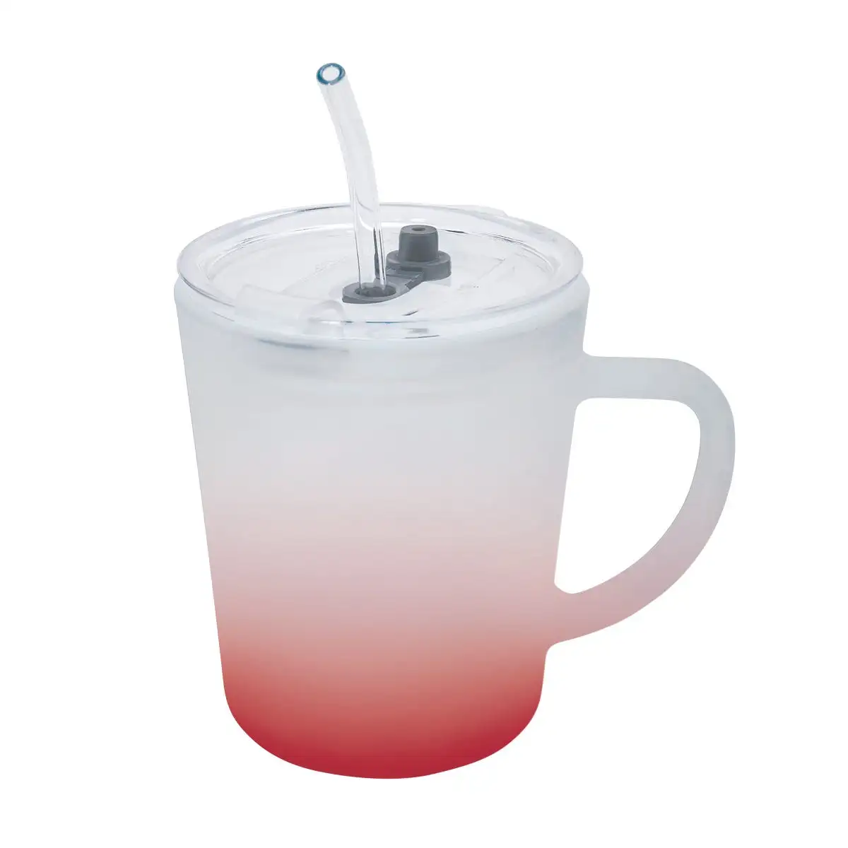 Taza de vidrio con área extendida para impresión