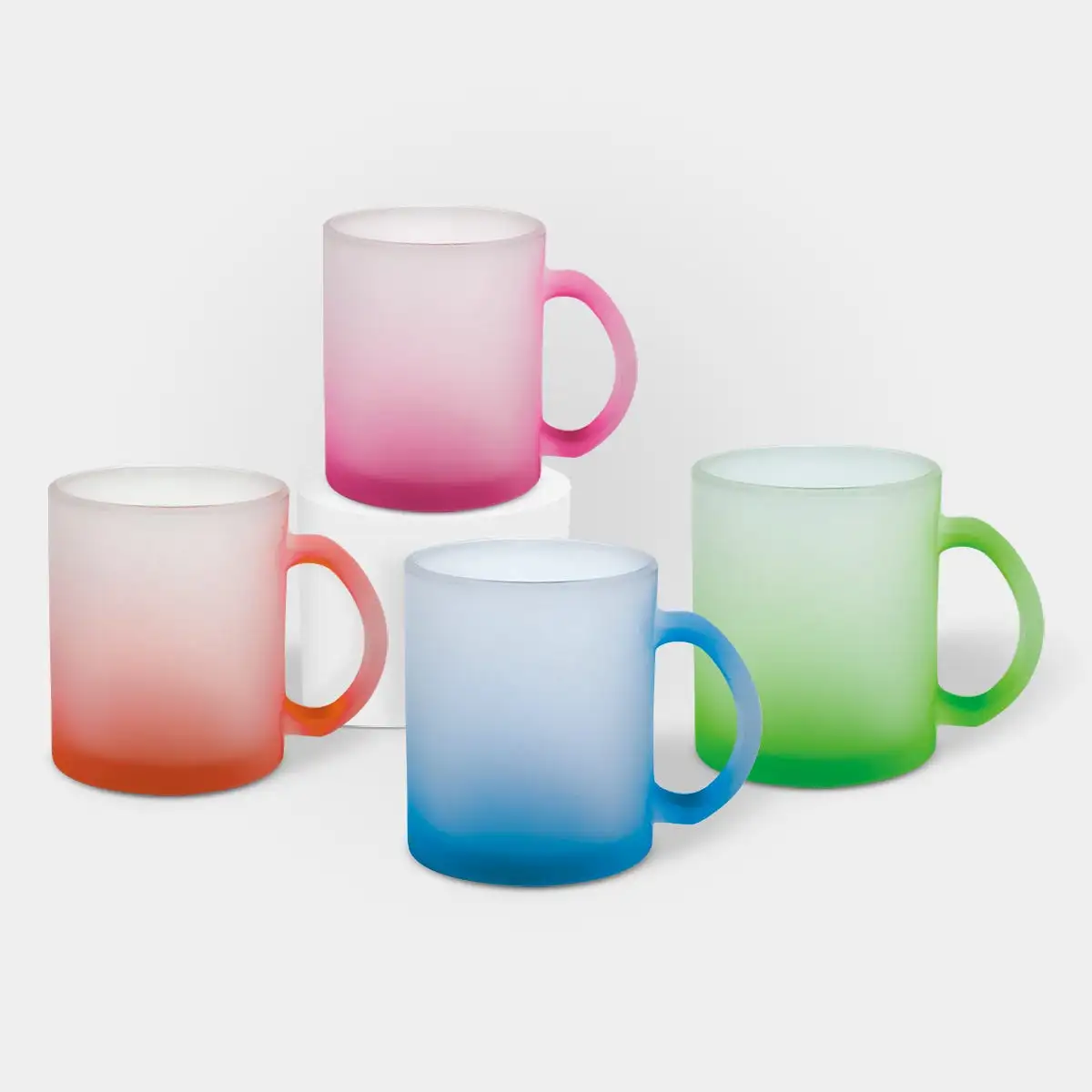 Taza TECAF de vidrio 11 oz con degradado.