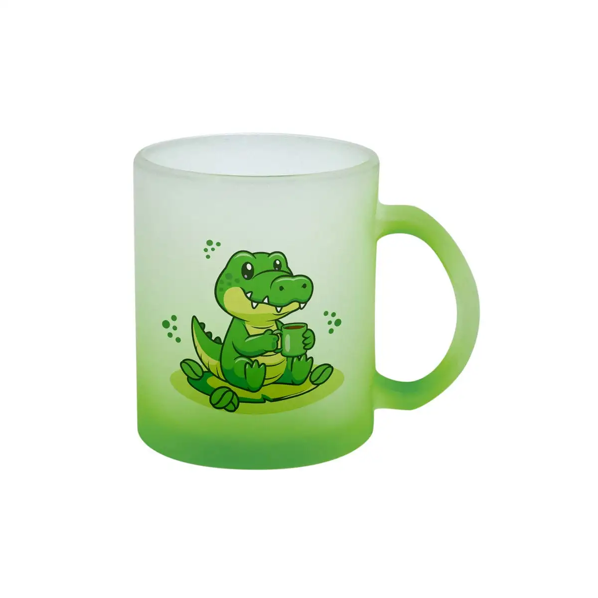 Taza de vidrio para sublimar con asa de color.