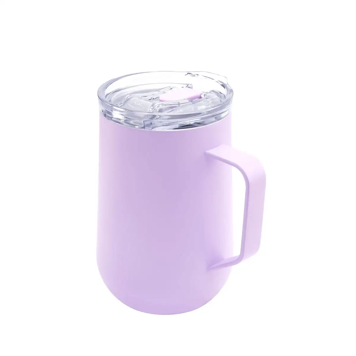 Taza de acero inoxidable con tapa.
