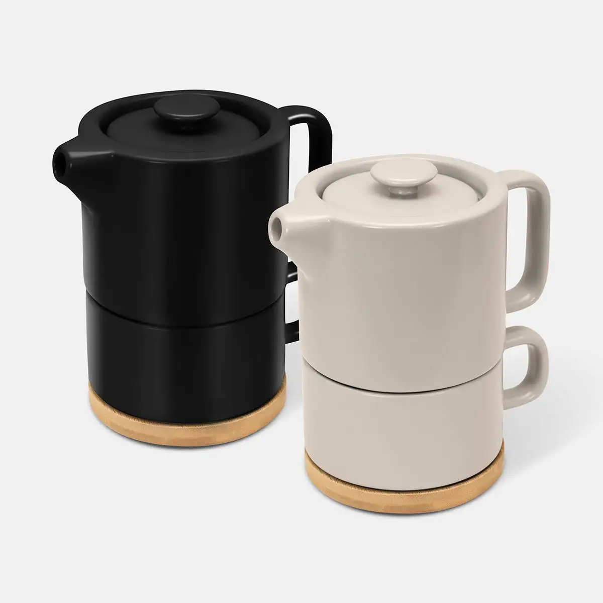 Juego de té HUNNI con tetera y taza apilable.