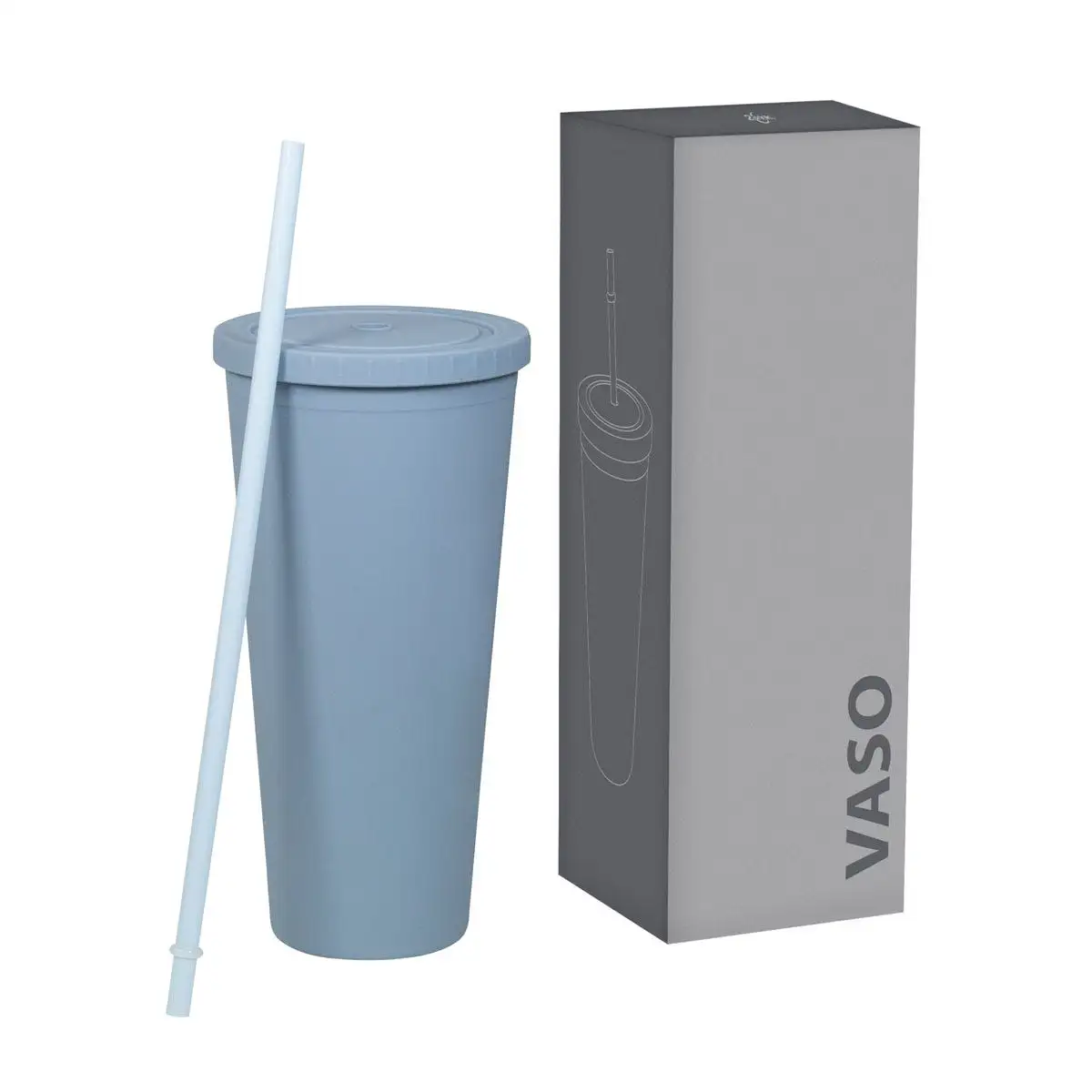Vaso de doble pared con tapa de rosca.
