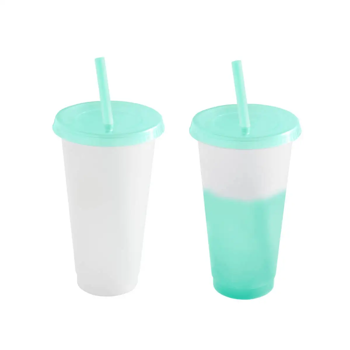 Vaso de plástico con efecto de cambio de color.