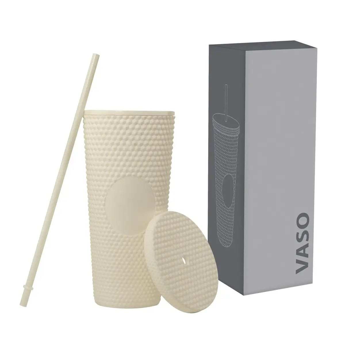 Vaso de doble pared con textura diamante.