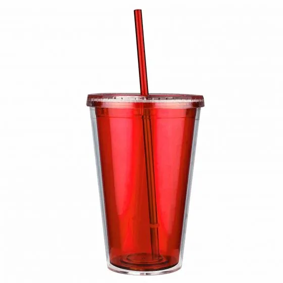 Vaso doble pared compacto con popote.