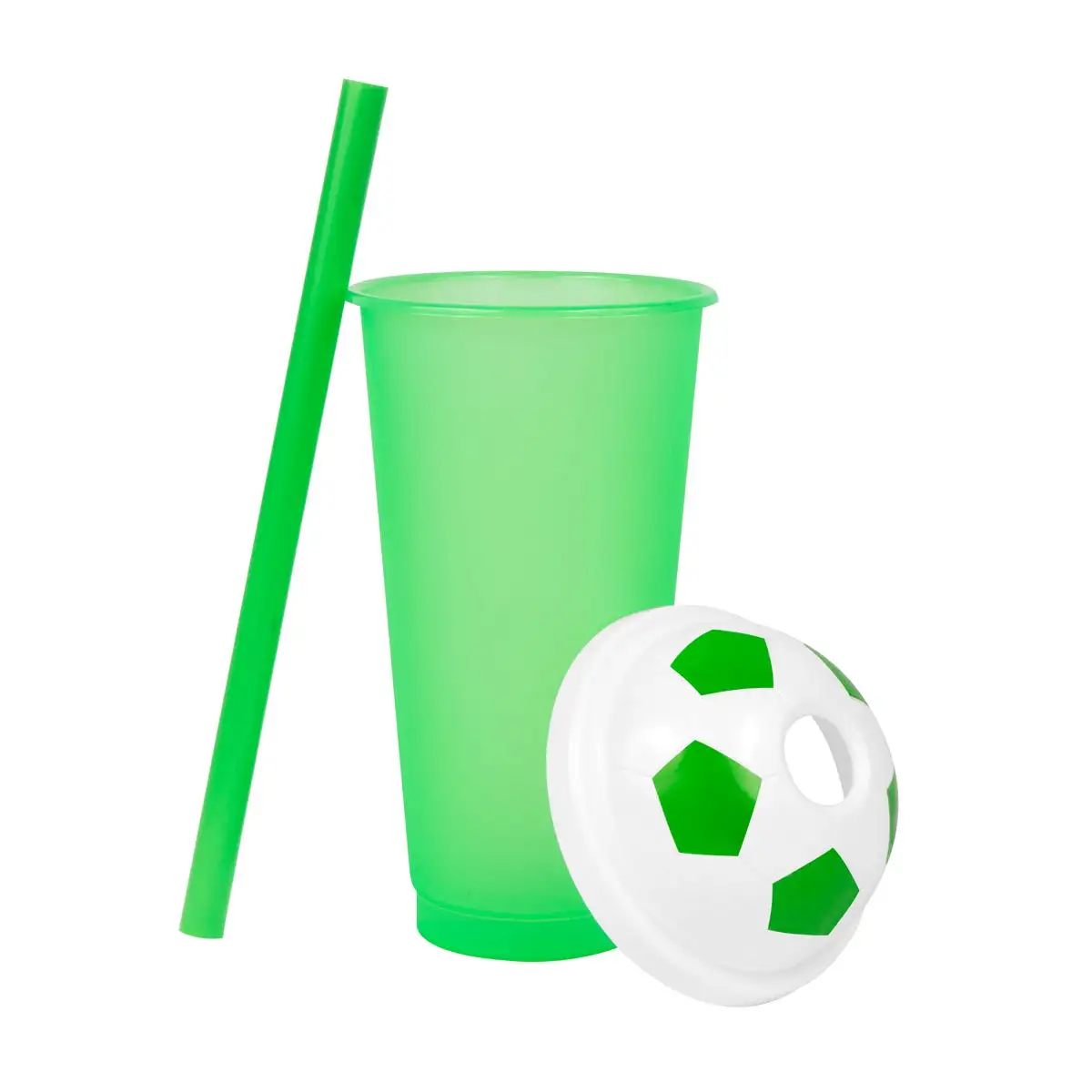 Vaso con tapa de balón para eventos deportivos