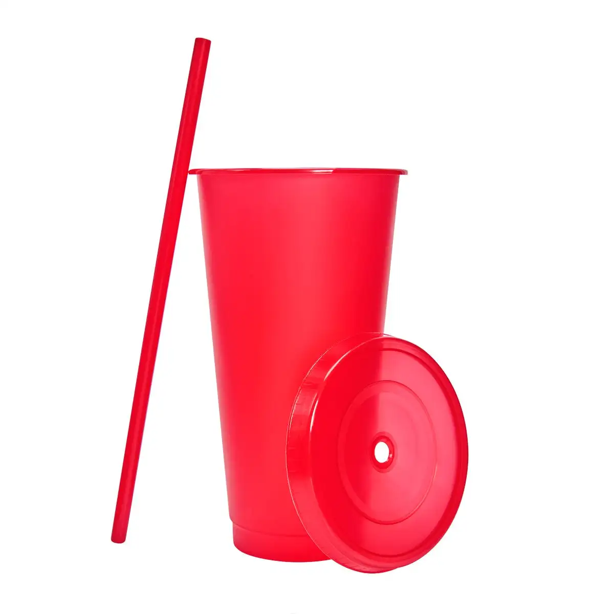 Vaso plástico con tapa y popote para promociones.